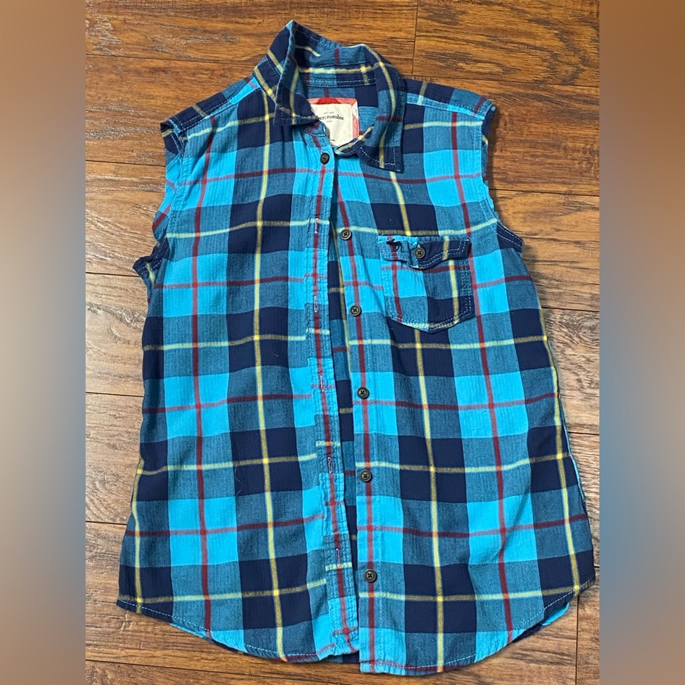 Abercromie Kid XL plaid flannel button up tank